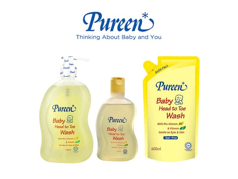 Baby Bathing With Pureen Shampoo